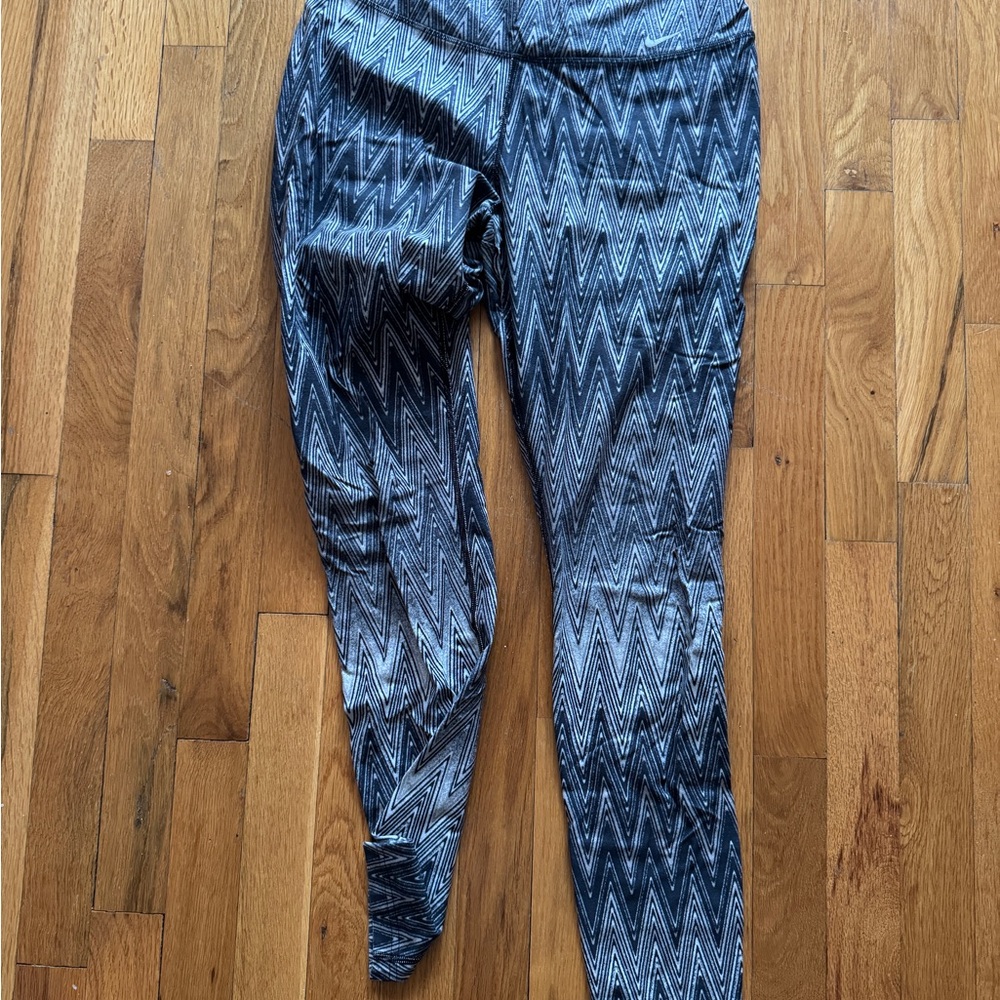 Nike Dri-FIT Running Leggings | Medium | Blue Gray Zigzag